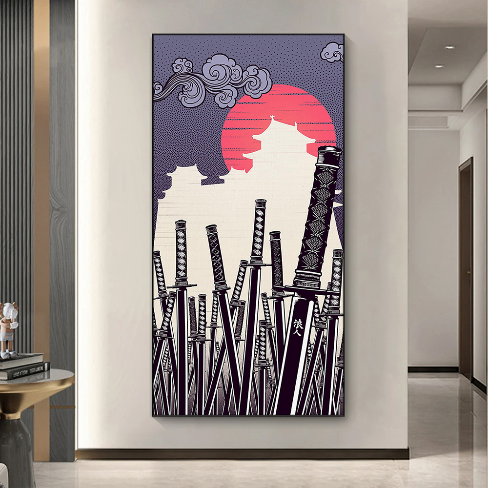 Japanese Lifestyle In Japanese - Japanese Katana Canvas Painting Samurai Sword