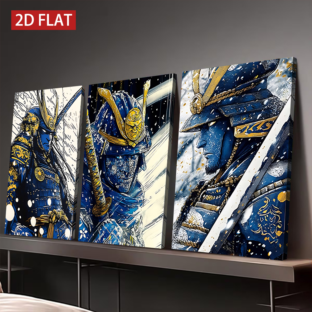 Japanese Lifestyle In Japanese - 3 Counts Wooden Framed Canvas Painting,