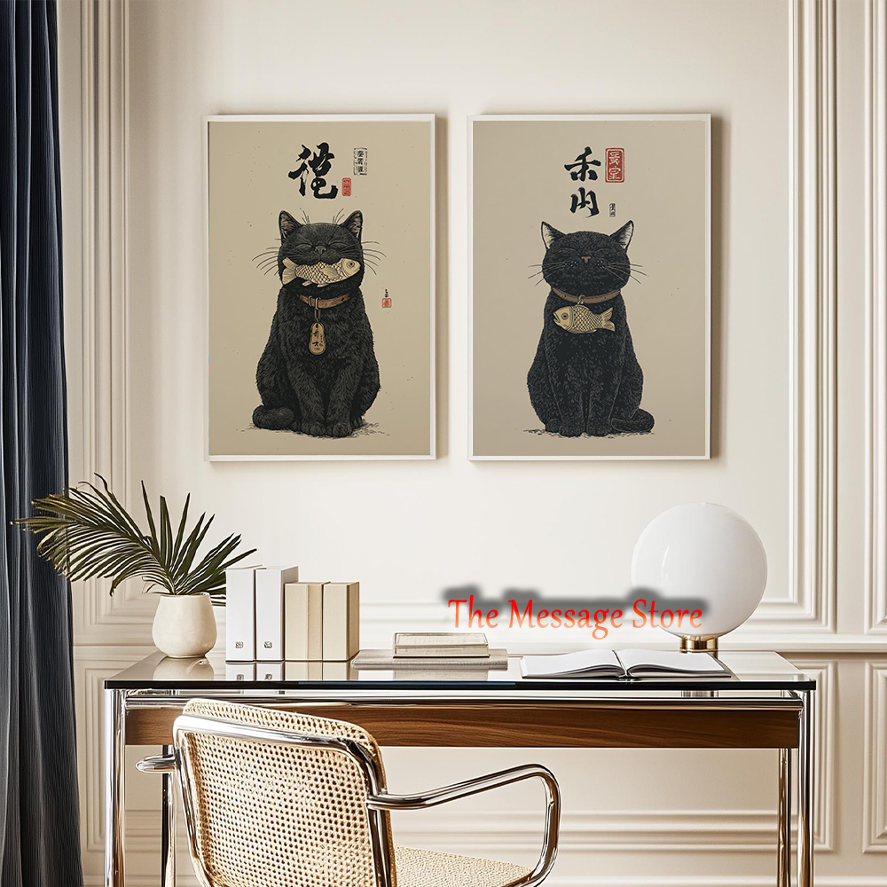 Black Lucky Cat Ukiyo-e Japane - Japanese Lifestyle In Japanese 评论和价格
