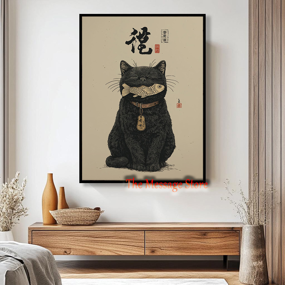Black Lucky Cat Ukiyo-e Japane - Japanese Lifestyle In Japanese 评论和价格