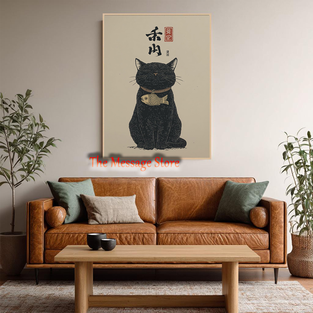 Black Lucky Cat Ukiyo-e Japane - Japanese Lifestyle In Japanese 评论和价格